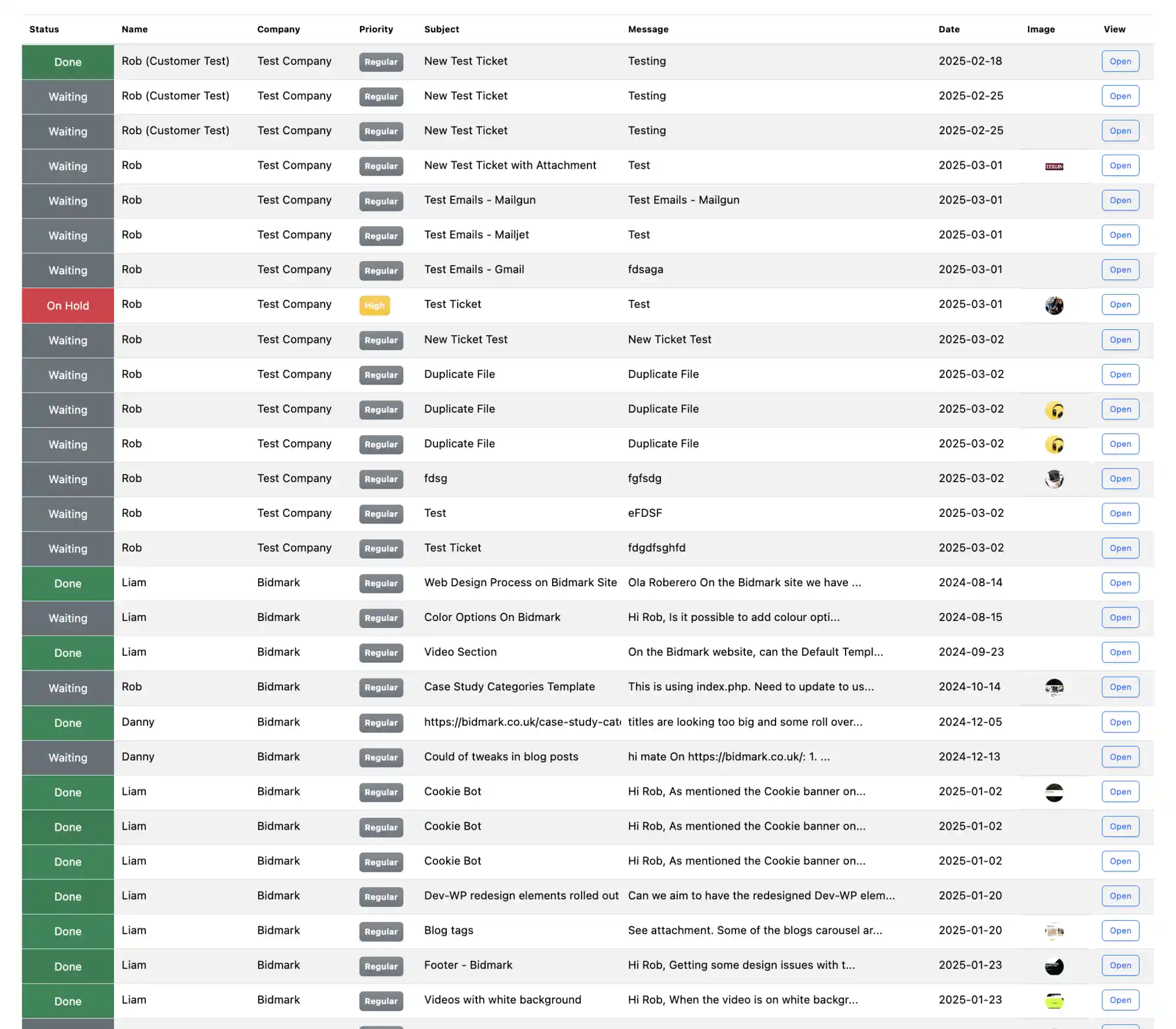 Screenshot of the Ticketing System